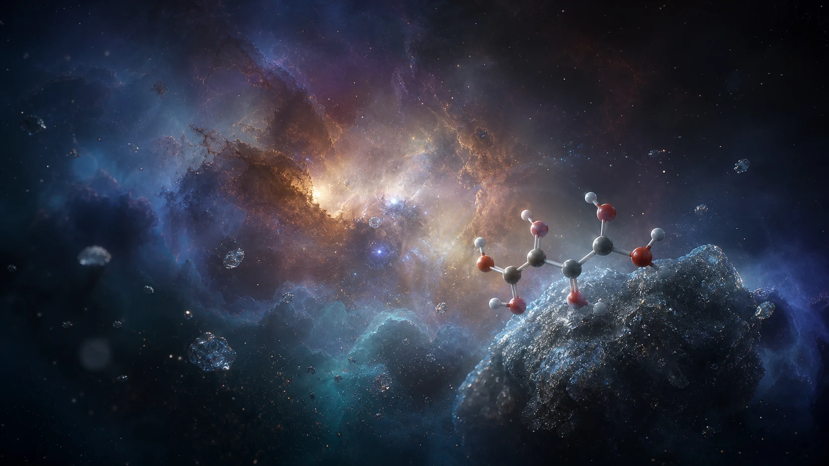 Una nube molecular del centro galáctico, polvo interestelar frío y la formación de moléculas de eritrulosa