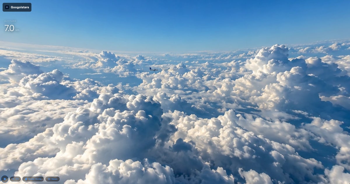 Scène de la troposphère avec un avion survolant une mer de nuages — Googolstars